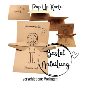Ich liebe dich so sehr Pop up Karte, Bastelanleitung, Bastelvorlage, Vorlage, DIY,  Liebeserklärung, Jahrestag, deutsch, digital, PDF