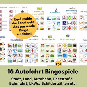 Autobingo, Beschäftigung Kinder Autofahrt Bingo Spiele Set, Auto unterwegs, Reisespiele, deutsch, digital, PDF zum Herunterladen