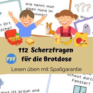 Brotdosennachrichten Scherzfragen für die Brotdose, Kinder Schule, lesen üben, Spaß, deutsch, digital, PDF zum ausdrucken, herunterladen