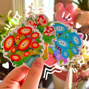 Mario Flower Fanart Stickers | Mini Video Game Flower Sticker