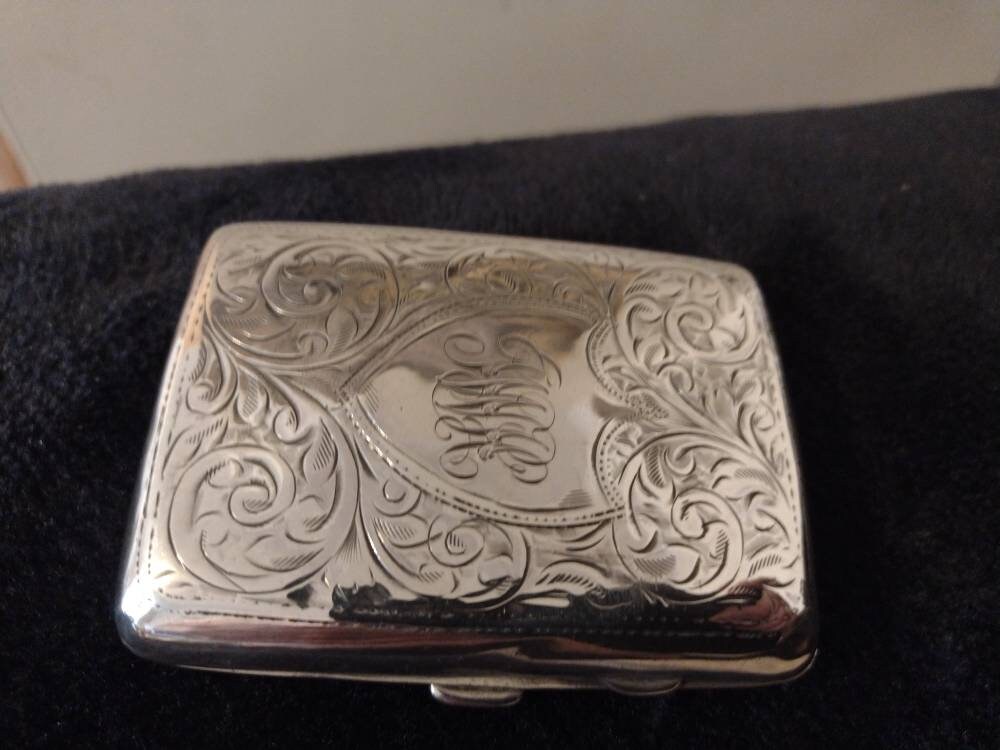 Solid silver cigarette case vintage | Etsy