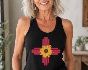 New Mexico Zia Sunflower Racerback Tank for Women