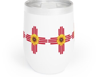 New Mexico Zia Sunflower Chill Wine Tumbler