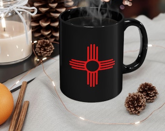 Zia Symbol Coffee Mug: New Mexico Southwestern Decor, 11oz Ceramic