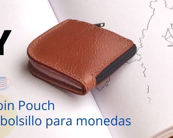 PATTERN for Pocket Coin Pouch | Leather Coin Purse | Leather Coin Purse Pattern for coin purse template | small leather coin storage PDF