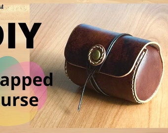 PATTERN for a Leather Wrapped Purse // Round Leather Purse.