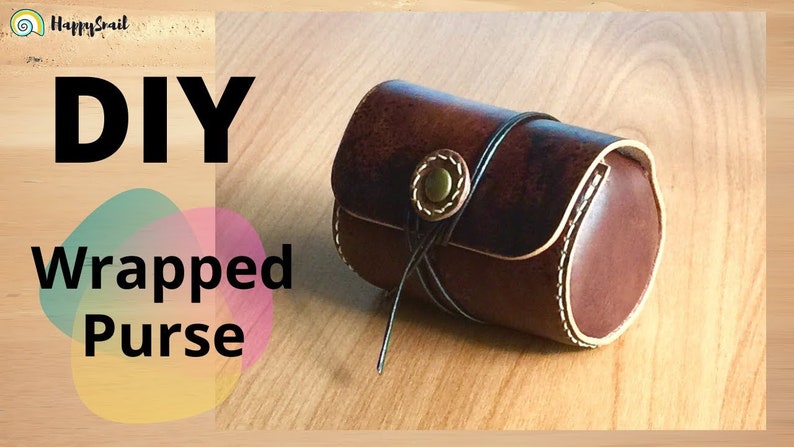 PATTERN for a Leather Wrapped Purse // Round Leather Purse. image 1