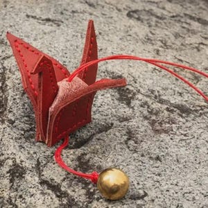 Leather Crane Origami Pattern | Bag Charm Template | PDF Digital Download