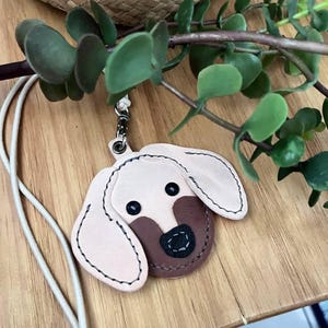 PDF Pattern for Golden Retriever leather charm, cute leathercraft pattern, doggie head leather charm PDF, Leather pattern file for dog charm