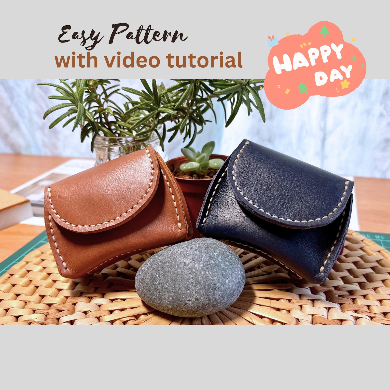 Leather Curve Coin Purse Pattern | Mini Bag Template | PDF Digital ...