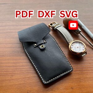 Leather Watch Pouch Pattern | Coffin Watch Sleeve Template, PDF SVG DXF (Digital Download)