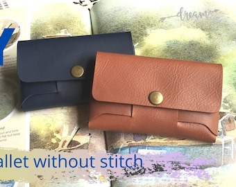 No Stitch Leather Card Wallet Pattern | Card holder Template | PDF Digital Download