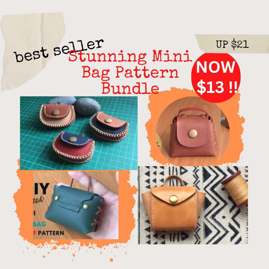 Cute Leather Bag Patterns for Beginner, Small Bag Templates, Handmade