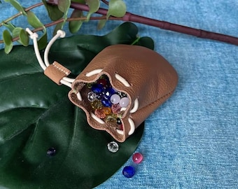 Pochette en cuir avec cordon de serrage à motif | Modèle de mini sac | Téléchargement numérique PDF + didacticiel vidéo