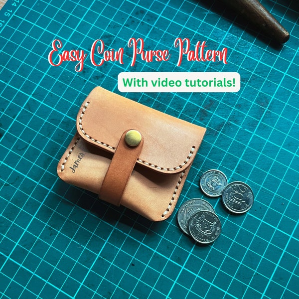 Coin Purse Pattern, Leather coin Pouch Template, PDF for leather change purse, DIY change pouch Pattern, leathercraft pattern, purse pattern