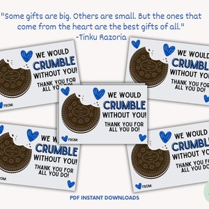 We Would Crumble Without You Oreo Cookie Gift Tags, Oreo Cookies, Gifts for Staff, Employee Appreciation, Sandwich Cookie, Oreo Template image 4