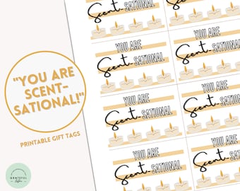 印刷可能な You Are SCENT-Sational タグ キャンドル ギフト タグ キャンドル愛好家のための感謝キャンドル タグ シンプルなギフト キャンドル ありがとう ギフト タグ