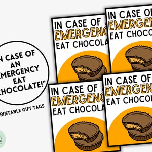 Em caso de emergência, coma etiquetas de presente de chocolate para amantes de chocolate Reeses Copo de manteiga de amendoim Etiquetas de presente de apreciação do pessoal Chocolates
