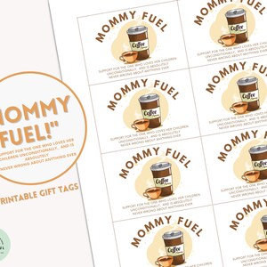 Etiquetas de regalo de combustible para mamá Apreciación para las mamás Etiqueta de regalo de café Amante del café Regalo de mamá Café Mamá Café para mamás Mamás trabajadoras Amantes del café con leche