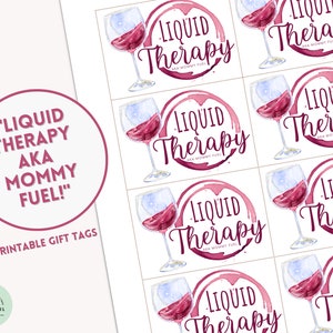 Terapia líquida imprimible Etiquetas de regalo de combustible para mamá Agradecimiento a las mamás Etiqueta de regalo imprimible Tarjeta de agradecimiento Regalos para mamá Etiquetas de regalo de vino para la noche de las niñas
