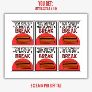 You've Worked Hard This Year You Deserve A Break Thank You Gift Tags ...