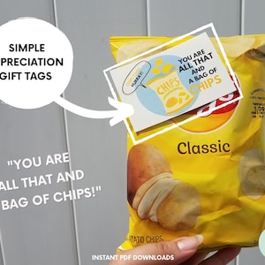 Eres todo eso y una bolsa de papas fritas Etiquetas de regalo de agradecimiento Agradecimiento por el maestro Regalos de papas fritas Etiquetas simples Coloca regalos de papas fritas Amantes de las papas fritas