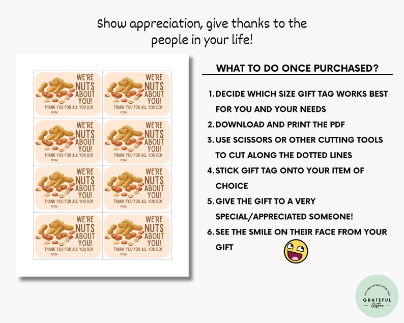 PRINTABLE We're Nuts About You Nuts Gift Tags, Peanuts, Staff ...