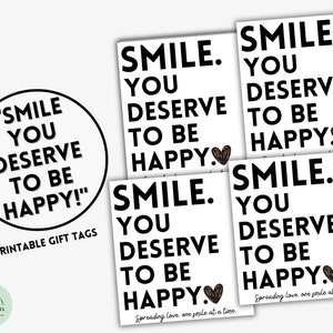 Sonríe, mereces ser feliz, difundiendo amor, actos de bondad, regalos RAOK, regalos de chocolate para amigos, regalos para extraños, sé amable, PDF