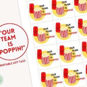PRINTABLE Our Team Is Poppin Gift Tags Popcorn Appreciation for Teammates Staff Coworkers Popcorn PDF Template Printable Gift Tag