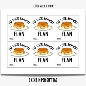 PRINTABLE I'm Your Biggest Flan Funny Gift Tags Appreciation Gifts for ...