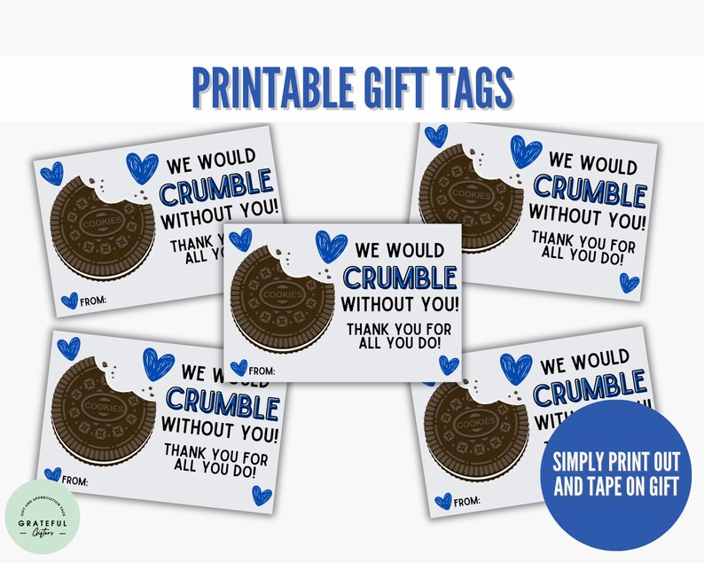 We Would Crumble Without You Oreo Cookie Gift Tags, Oreo Cookies, Gifts for Staff, Employee Appreciation, Sandwich Cookie, Oreo Template image 6