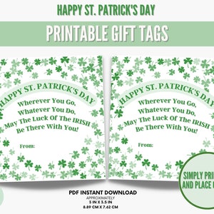 Que la chance des IRLANDAIS soit là avec vous, étiquettes cadeaux de la Saint-Patrick, cadeau de la Saint-Patrick, chance des IRLANDAIS, étiquettes cadeaux imprimables