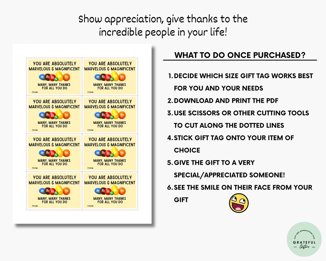 PRINTABLE You Are Absolutely Marvelous and Magnificent!, Candy Gift ...