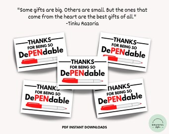 Thanks for Being so Dependable Thank You Gift Tags - Etsy