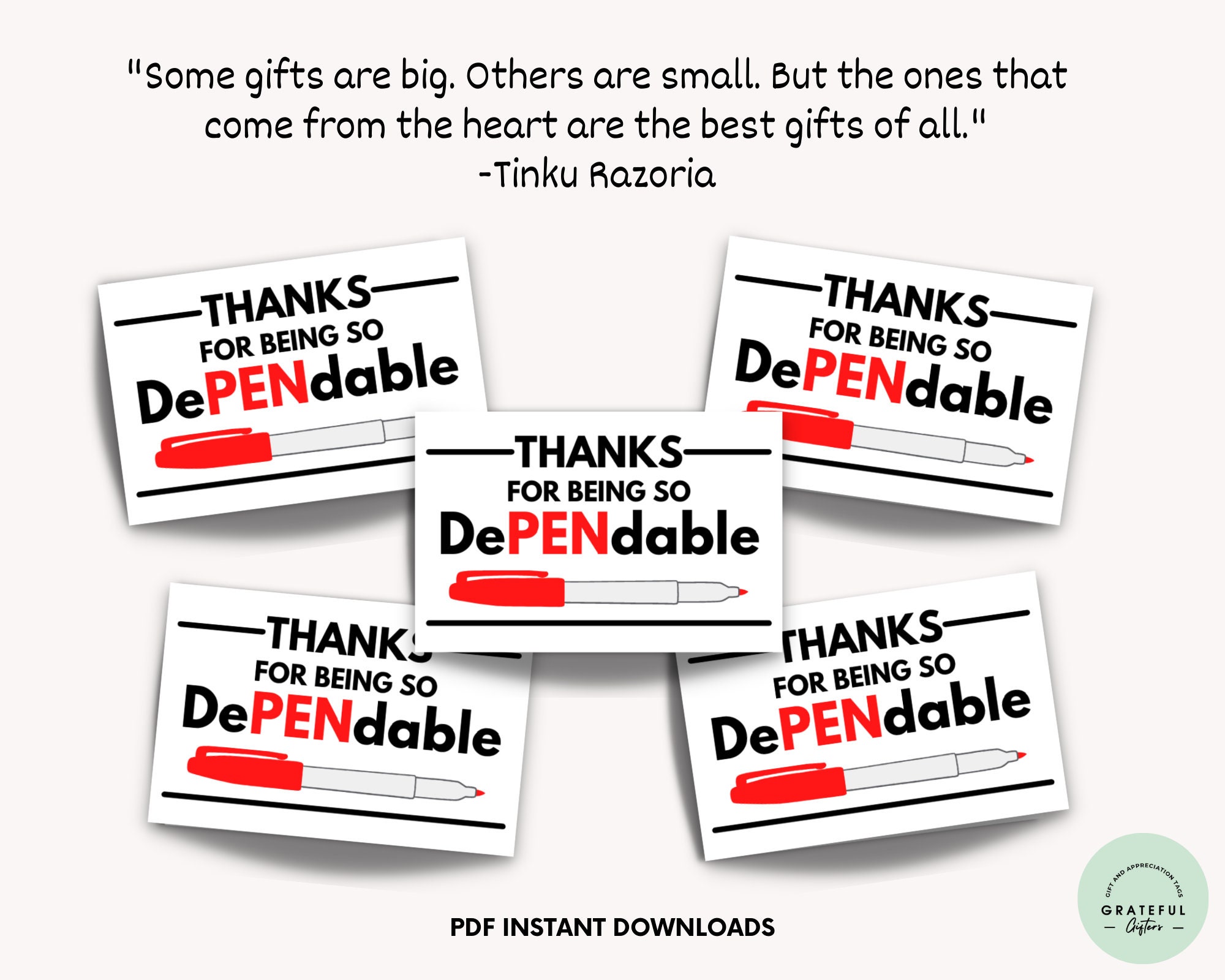 Thanks for Being so Dependable Thank You Gift Tags - Etsy