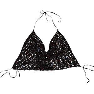 Crochet crop top, crochet halter top, handmade crochet top, cowl neck top, festival top