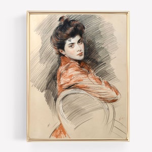 Vintage Sketch, Woman Drawing, Sketch Art, Vintage Portrait, Vintage Art Prints, Woman Print, Antique Painting, Sketch Print, PRINTABLE ART