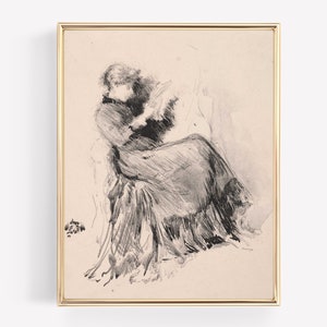 Vintage Sketch, Woman Drawing, Vintage Art, Sketch Art, Figure Art, Sketch Print, Vintage Drawing, Minimalist Wall Art, PRINTABLE ART