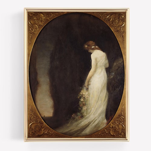 Vintage Portrait Antique Wall Art Victorian Painting Etsy