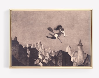Vintage Witch Art Print: Gothic Halloween Decor (Printable Art)