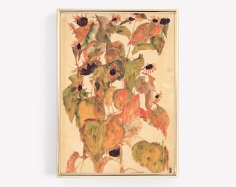 Egon Schiele Sunflowers Print: Vintage Antique Art (Downloadable)