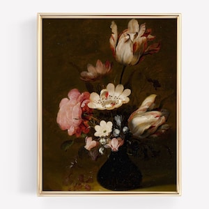 Tulips Flower Painting, Vintage Art, Still Life Painting, Tulips Wall Art, Flower Painting, Antique Painting, Floral Decor, PRINTABLE ART