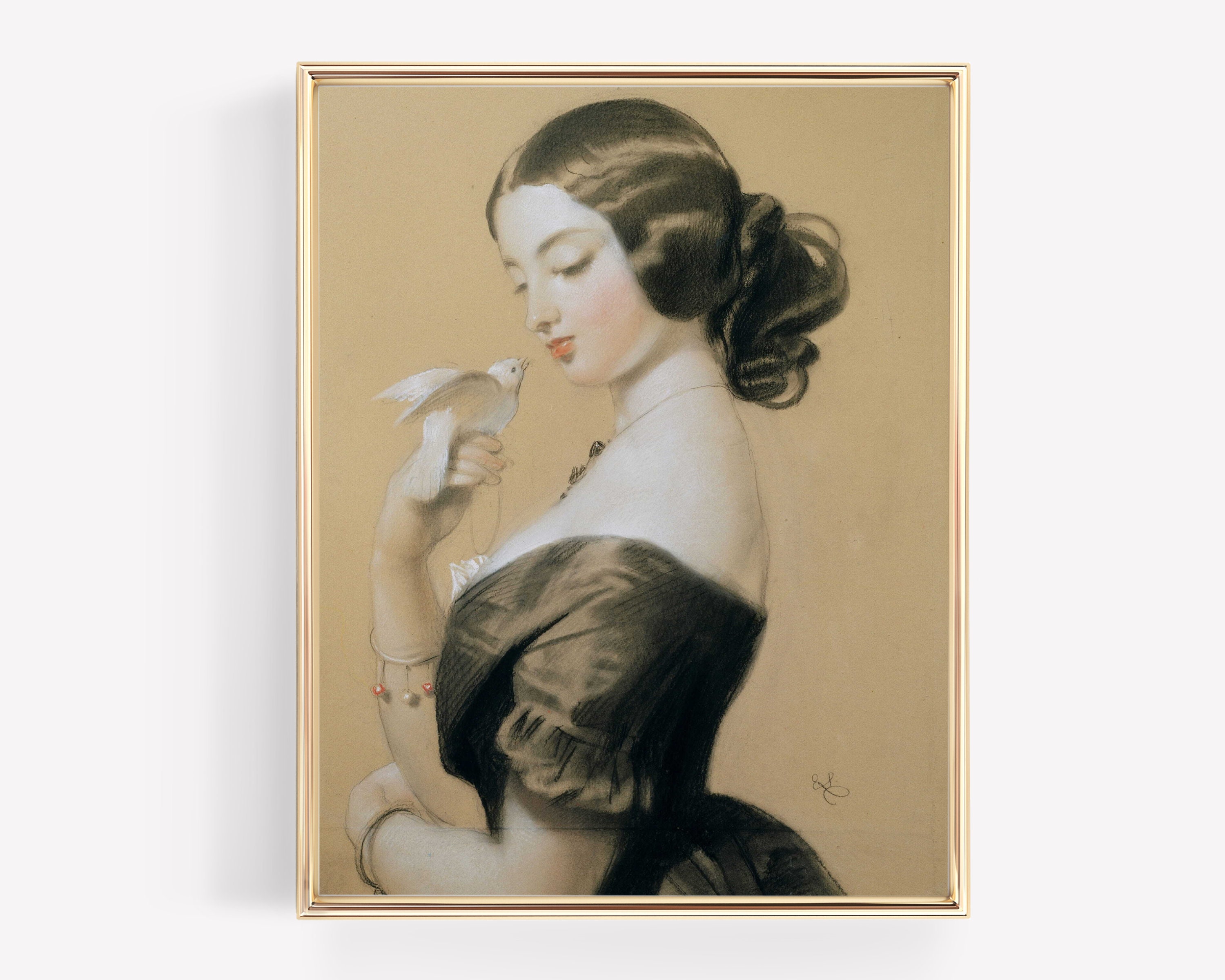 Victorian Portrait, Vintage Portrait, Sketch Art, Vintage Drawing, Victorian Wall Art, Vintage Woman Art, Vintage Art Print, PRINTABLE ART