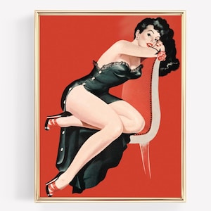 Pin Up Girl, Pin Up Art, Mid Century Pinup Art Print, 1950s vintage decor, Pin Up Wall Art,Vintage Art Prints,Peter Driben Art,PRINTABLE ART