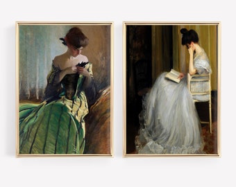 Victorian Portrait Prints Set: Antique Wall Art Decor (Printable Art)