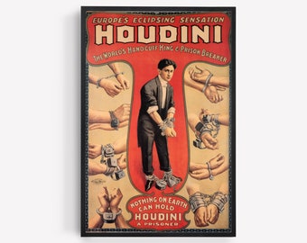 Houdini Poster: Vintage Magic Art Print, Steampunk Decor (Digital Download)