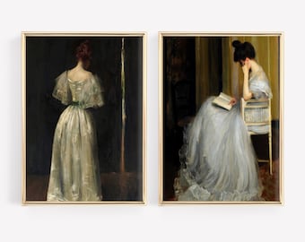 Victorian Portrait Print Set: Dark Academia Antique Art (Digital Download)