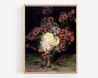 Vintage Floral Still Life Painting: Antique Flower Print (Printable Art)