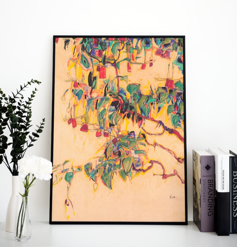 Egon Schiele Print, Antique Art, Flower Painting, Vintage Art Prints, Wall Art, Flower Art Print, Abstract, Downloadable Art, PRINTABLE ART image 6