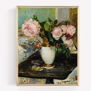 Flower Oil Painting, Still Life Painting, Spring Decor, Vintage Art Print, Flower Painting, Peony Wall Art, Rose Painting, PRINTABLE ART